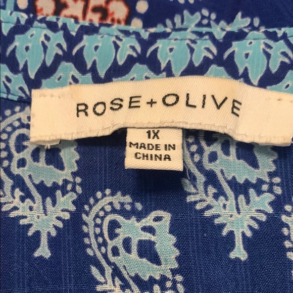 Rose + Olive Blue Patterned Women's Top - Picture 3 of 5